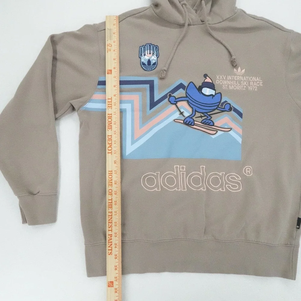 Adidas Hoodie Mens Large Tan St Moritz 1972 Downhill Ski Race Graphic Hoodie